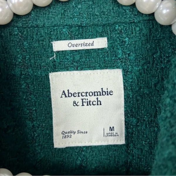 Abercrombie + Fitch Green Tweed Knit Oversize Shacket Size M - Image 6