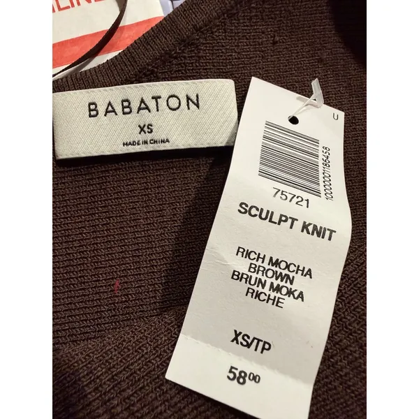 BABATON Sculpt Knit Rich Mocha Brown‎ One Shoulder Crop Top XS - Image 4