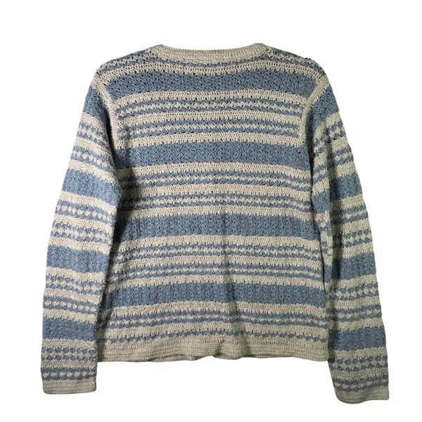 Paul Harris Design Ramie Cotton‎ Crochet Cardigan Womens Small Blue Cottagecore - Image 2