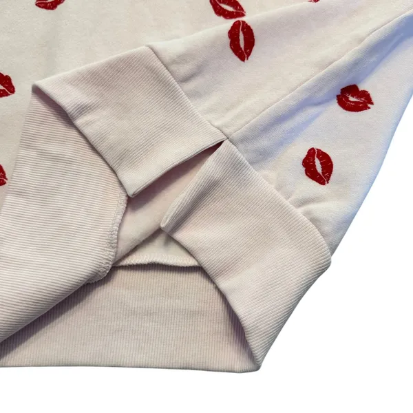 Colsie Womens Pink Red Lipstick Kiss Print Crewneck Sweatshirt Large‎ NEW - Image 4