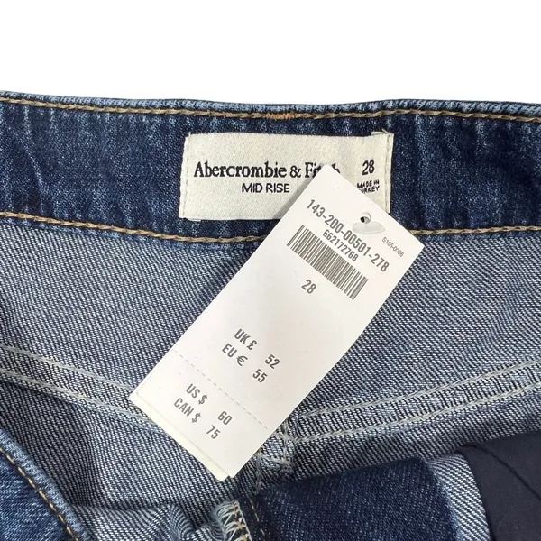 Abercrombie & Fitch Bubble Hem Denim Micro-Mini Jean Skirt 28" Dark Wash Y2K NEW - Image 5
