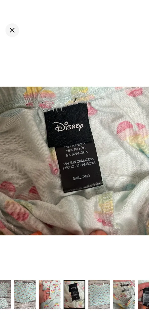 Disney 2 Piece Rainbow Mickey Print Summer Pajama Set in Aqua Mint. EUC. Stretchy and super soft. Short sleeve top with shorts. Oversized fit on top. Top: 21” bust 21.5” long. Pants: 13-17” waist 10.5” rise 4.5” inseam LGBTQIAS+ - Image 5