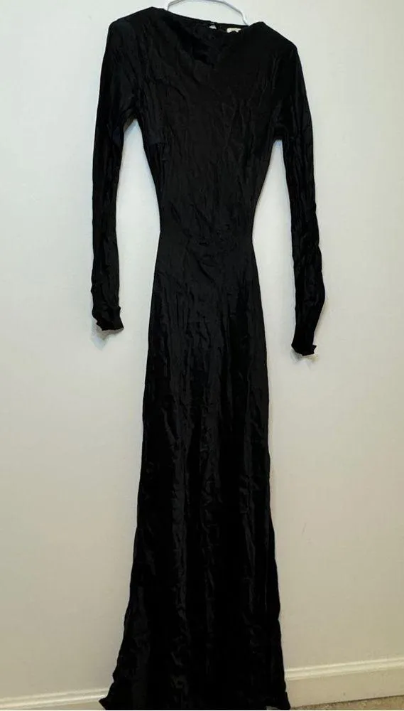 NEW Bec & Bridge Ren Long Sleeve Midi Dress in Black Size 6 Open Back Satin - Image 3