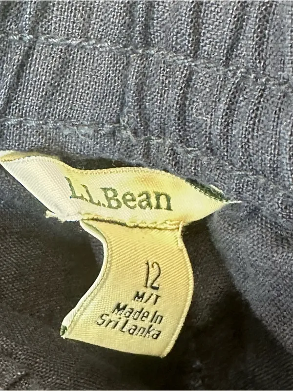 L.L. Bean Size 12 Navy Blue Drawstring Linen Blend Pants - Image 6