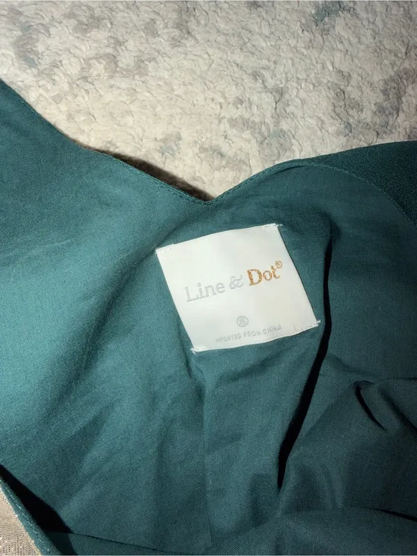 Line & Dot 100% Silk Geometric Shimmer Blouse Emerald Green XS - Image 6