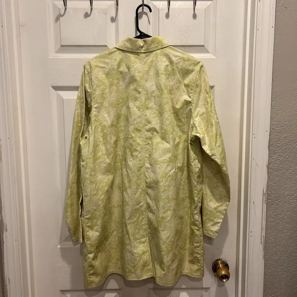 LL Bean Womens Green Floral Print Lightweight Jacket L Cotton Fisherman‎ Spring - Image 7
