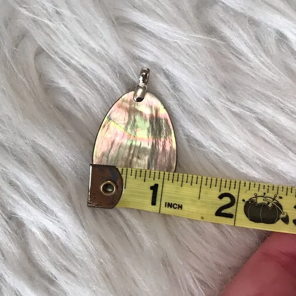 Vintage Mother of Pearl slice pendant with 925 sterling silver pendant bail Flaw - Image 4