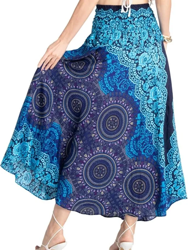 New. Tranquil Threads Boho Maxi Skirt for Women - Blooming Blue - Image 3
