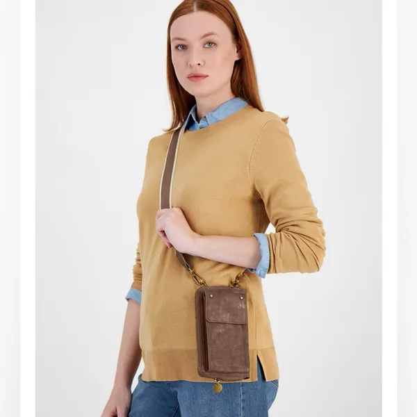 Style & Co. Leather Crossbody Phone Wallet in Chocolate‎ Brown - Image 2