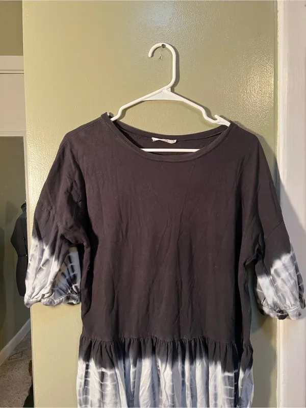 Talulah Women’s Size Small T-Shirt Dress Gray White Tie Dye Short Sleeve Mini - Image 2
