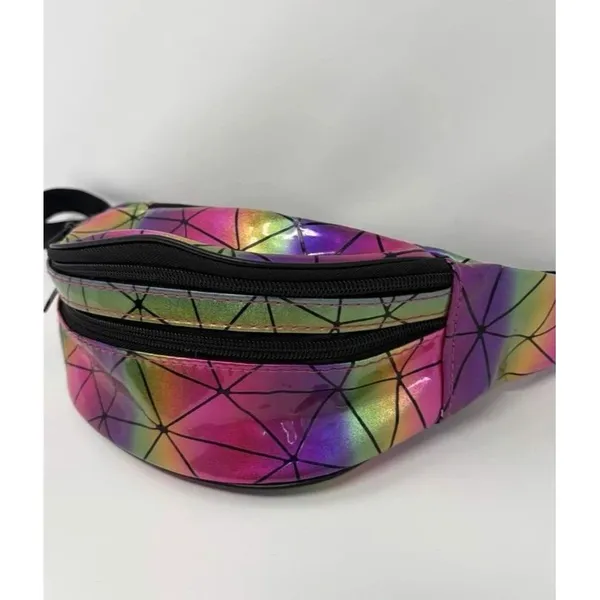 Rave Festival Luminous Fanny Pack Holographic Geometric Iridescent - Image 2