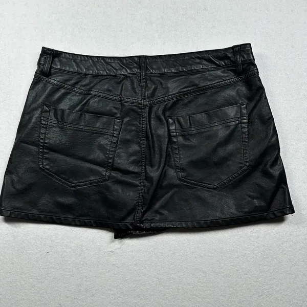 We The Free Leather Mini Skirt Black Size 31 Free People Button Front Moto Skirt - Image 6