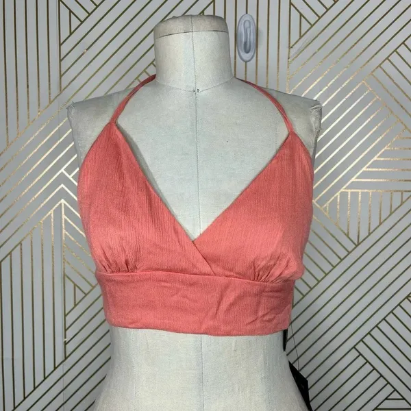 Lulus Coral‎ Tie Bralette Halter Top Size Medium - Image 3