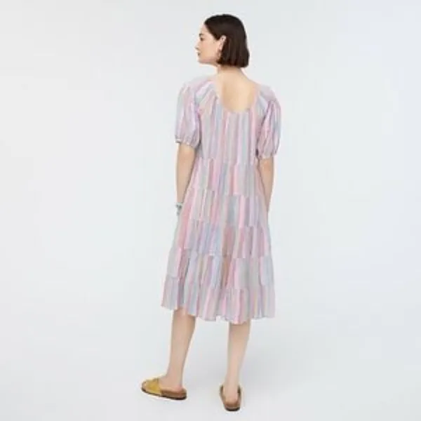 J.Crew Short Sleeve Pastel Striped Midi Dress Size XXS NWT - Image 3
