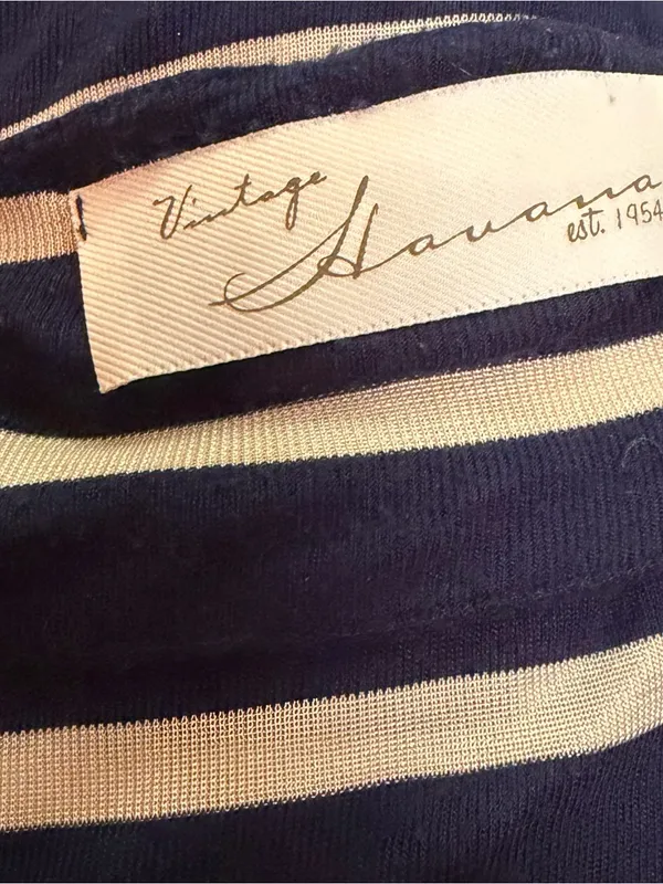Vintage Havana Navy and White Striped Maxi Dress with Cutout Back - Image 4