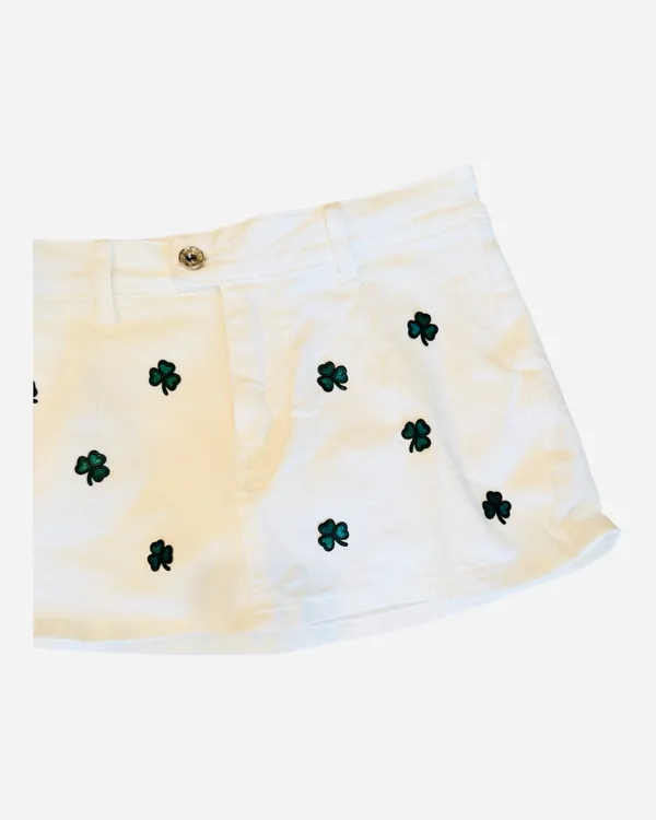 NWOT White Denim Skort Skirt Shamrocks Irish Low Rise S Lucky - Image 3