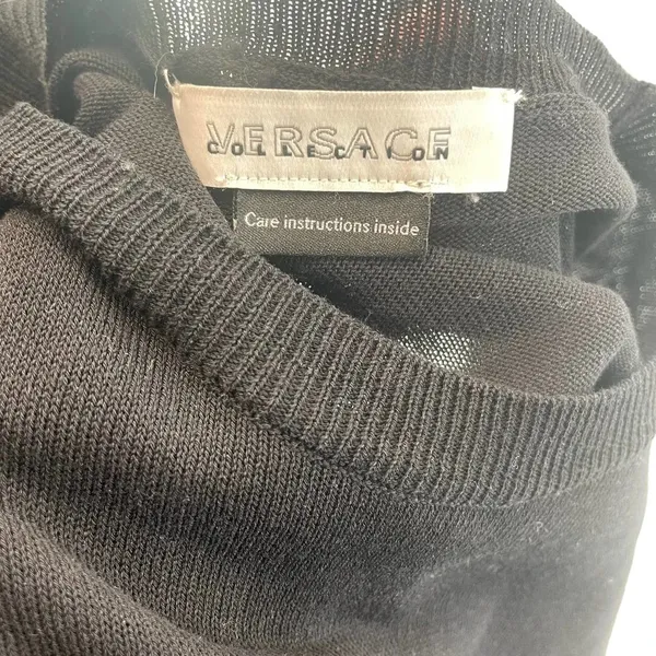 Versace Black Cotton Knit Short‎ Sleeve Sweater Size Medium - Image 10
