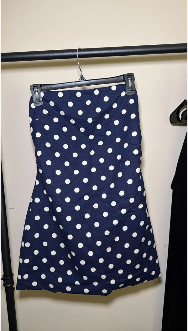 These three boutique polka dot navy linen dress - Image 3