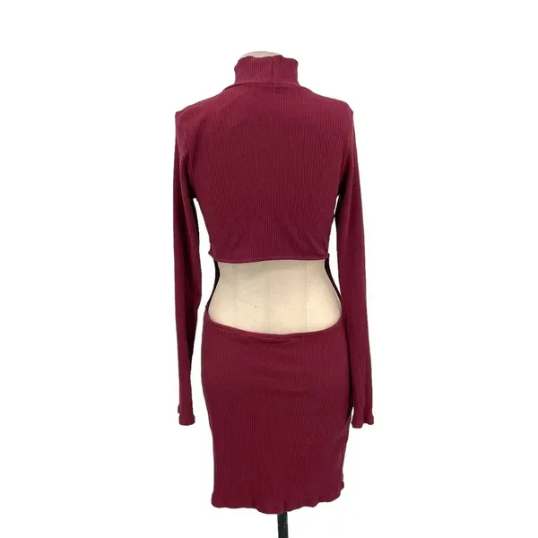 Free People Beach Guess Who's Back Rib Knit Cutout Dress Wild Garnet‎ Size Large - Image 8