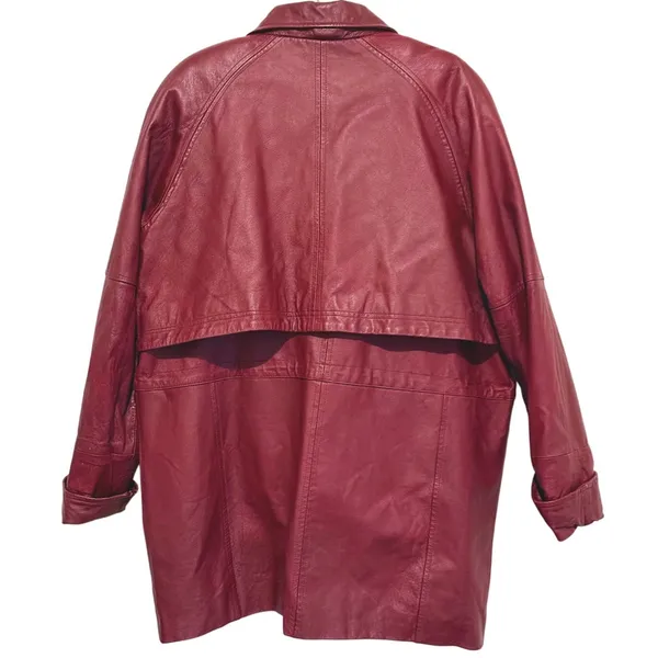 Vintage Y2K Phase Two Leather Jacket Coat 2X Red Trench Grunge Retro 90s Biker - Image 2