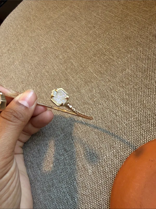 Kendra Scott Gold Open Cuff Bracelet with White Stone druzy Ends - Image 3