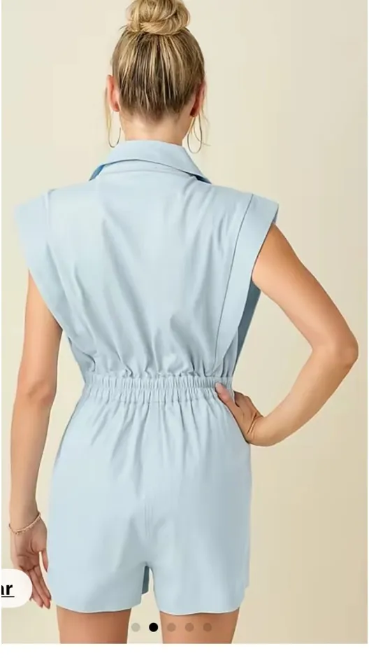 Blue Tailored Romper Size M - Image 2
