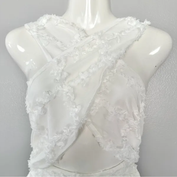 SABO Kailyn White Textured Halter Cutout Mini Dress US 4 - Image 7