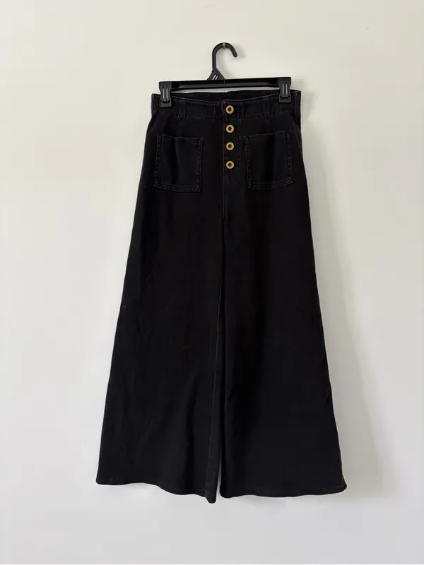 Halara Flex High Waist Casual Wide Leg Boho Stretch Jeans Carbon Black Denim S - Image 2