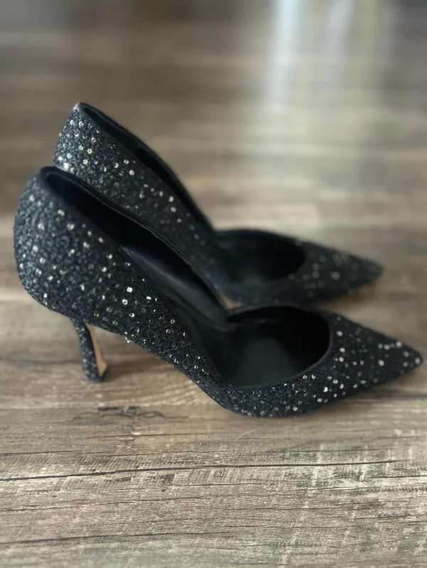 Ann Taylor Sequined Tweed Stiletto Pumps, Women’s Size 9, Black - Image 4