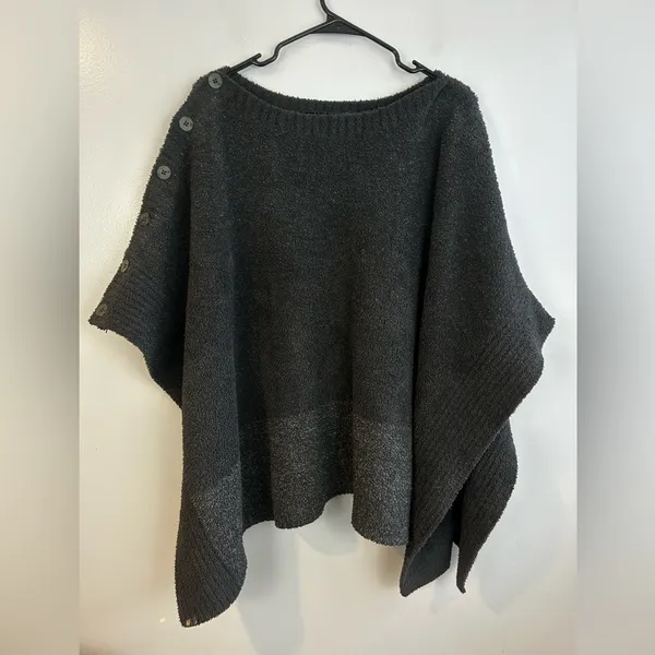 Barefoot Dreams CozyChic Coastline Grey Pullover Poncho One Size - Image 2
