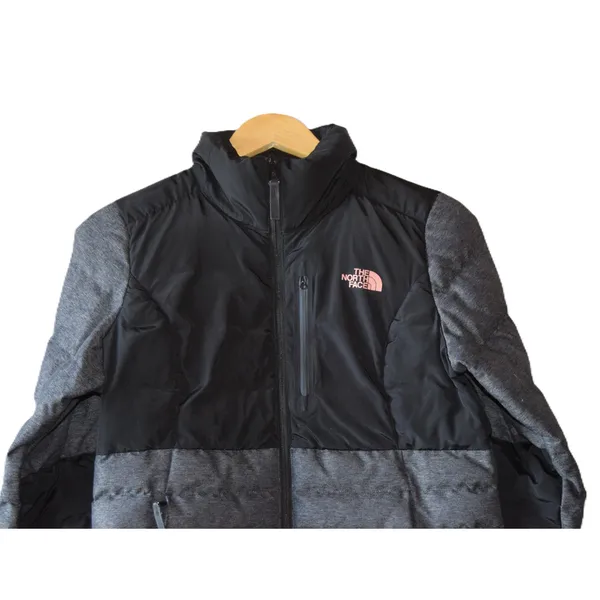 The North Face Puffer Jacket Womens M Black Grey 550 Down Insulated Colorblock - Image 2