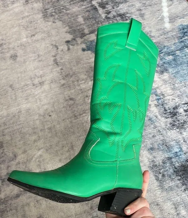 Green Cowboy Boots Size 6 - Image 6