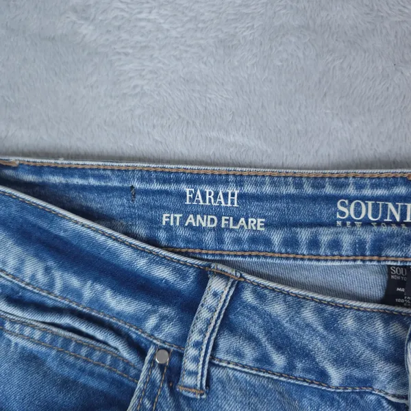 Sound/Style Farah Fit and‎ Flare Jeans Women 14 Blue Vintage Reunion Split Hem - Image 8