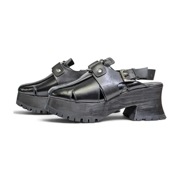 Free People Astoria Black Leather O Ring Harness Platform Clogs Sz 9.5 NWOB - Image 5
