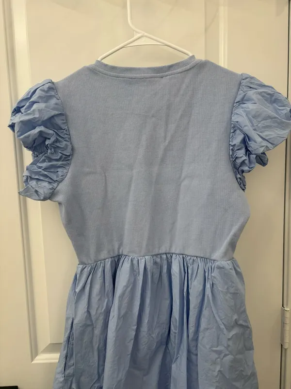 English factory puff sleeve mixed media midi dress - Image 11