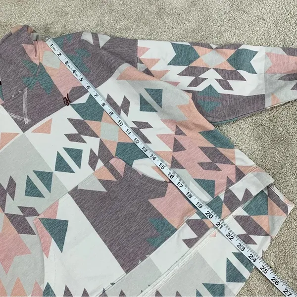 Hooey Women’s Roomy Burgundy Grey Hoodie Sweatshirt Longsleeve Aztec Print S - Image 15