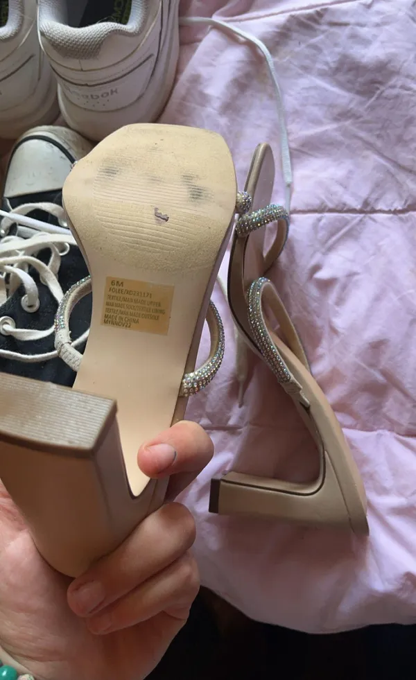 Sparkly Heels Tan Size 6 - Image 2