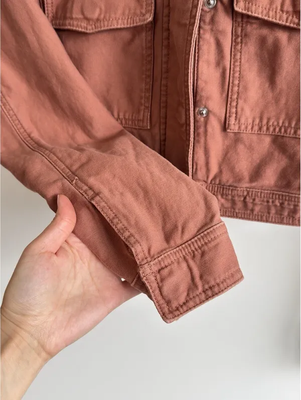 Abercrombie & Fitch Cropped Utility Jacket Dusty Rose Canvas XS - Image 4