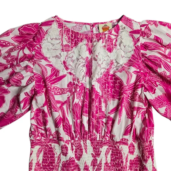 Farm‎ Rio Tropical Woodcut Mini Pink Dress Size: L - Image 7