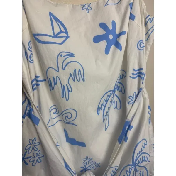 Selfie Leslie Indi Luxe Euro Trip Wrap Mini Dress in Nautical White Sz. L - Image 5