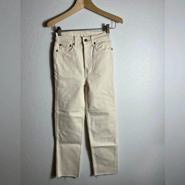 Re/Done Women's Straight Leg Jeans in Cream - Image 2