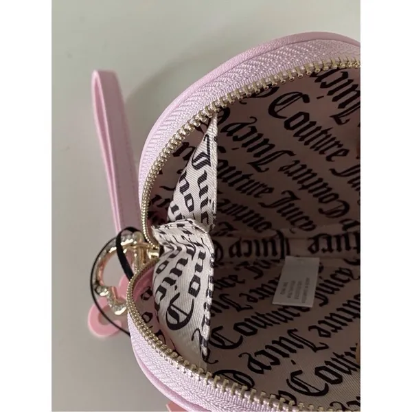 NWT Juicy Couture Kingdom Heart Zip Wristlet Pink Velour Rhinestone Crown Wallet - Image 7