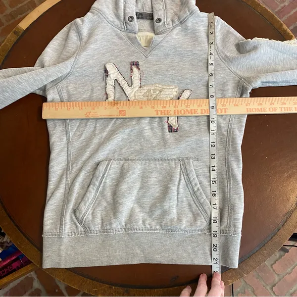 Gray Abercrombie & fitch Hoodie with NY Patch womens size xl slim fit y2k og A&F - Image 3