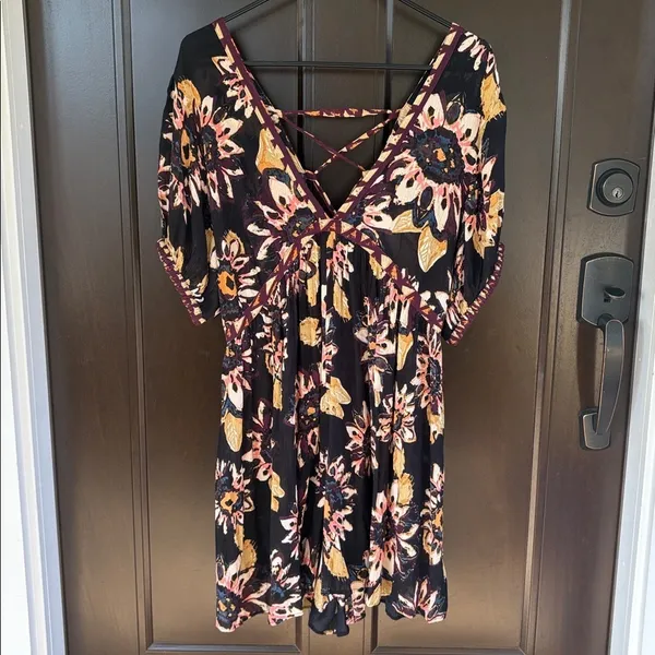 NWT Free People On The Edge Romper Black Floral Size Medium Retail $108.00 - Image 5