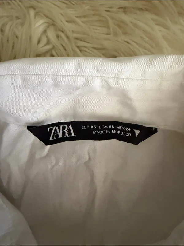 ZARA White Cropped Button-Down Shirt - Image 4