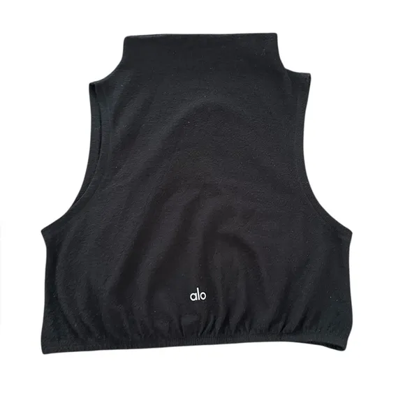 ALO Yoga Black Sleeveless Fuzzy Soft Crop Top S - Image 3
