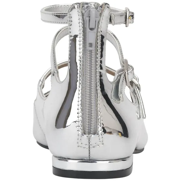 NWT INC International Concepts Womens Valan Triple-Strapped Flats Silver Gray 9M - Image 3