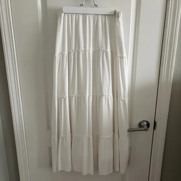 Brandy Melville White Tiered Maxi Skirt - Image 2