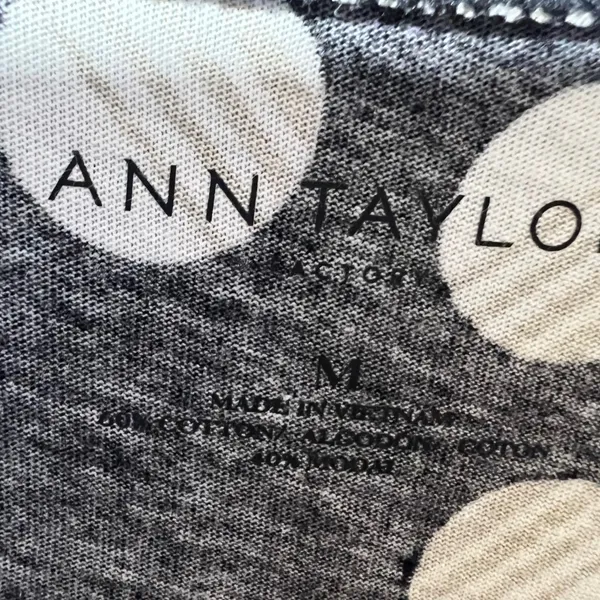 Ann Taylor Top Modal Cotton Black White Polka Dot Scoop Neck Short Sleeve M‎ - Image 2
