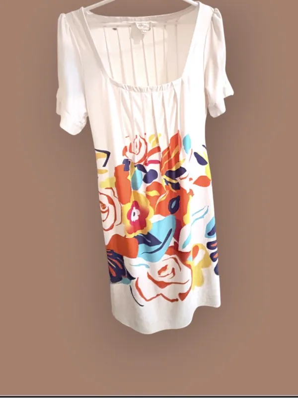 ECI New York Multicolor Painterly Floral Print Short Sleeve Midi Dress 8 - Image 2